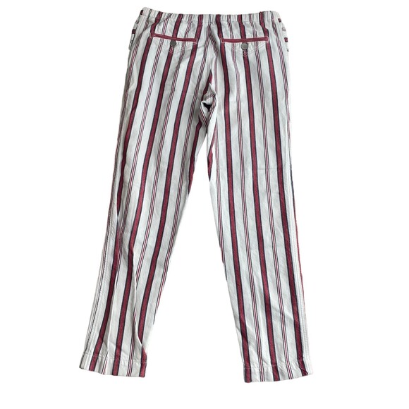 Zadig & Voltaire Womens M Red Pinstripe Ankle Trouser Button Fly Coastal Cowgirl - Picture 6 of 14